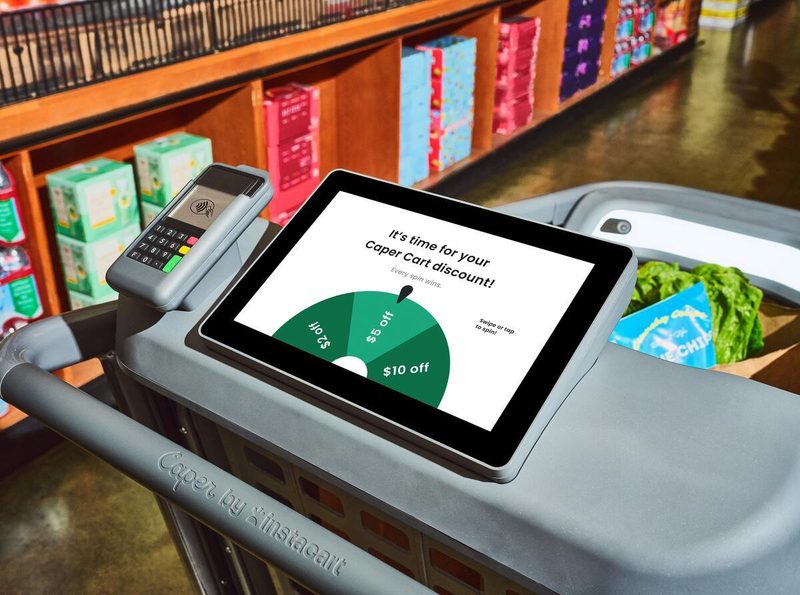 Example of a Spin the Wheel gamification interface on the Caper cart.