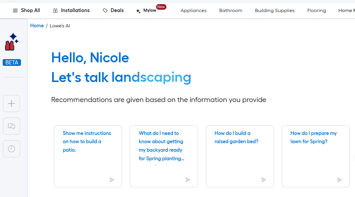 Homepage for Mylow on Lowes.com